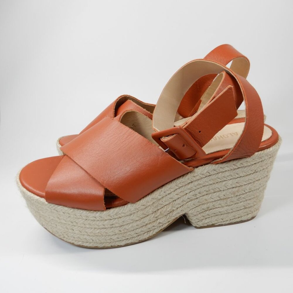 ALOHAS Lyla Leather Espadrille Platform Sandals Size 39 US 8 8.5 Brown NEW $210 - Picture 7 of 16